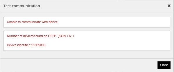 Reduxi Configurator test communication for OCPP: unable to communicate, 1 device found, ID 91099800