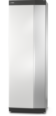 Nibe VVM S320 indoor module, tall freestanding grey cabinet