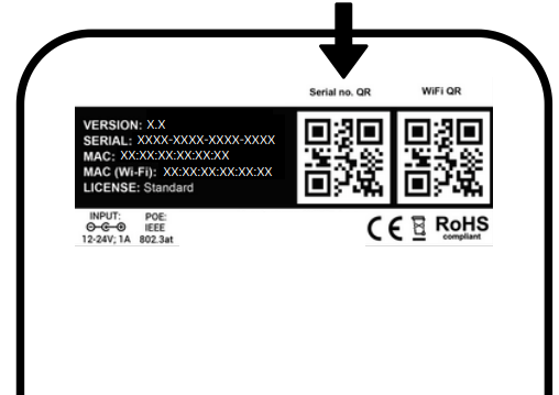 Rückseite des Reduxi Controllers mit markiertem Serial no. QR