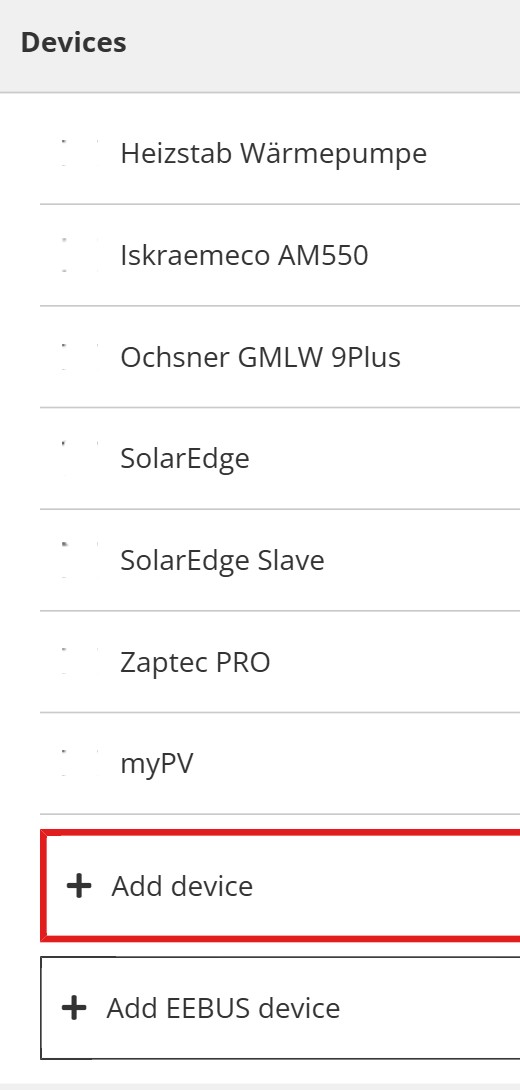 Lista uređaja u alatu Configurator sa dugmetom + Add device označenim crvenom bojom