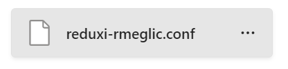Vnos datoteke z imenom reduxi-rmeglic.conf z ikono dokumenta in menijem s tremi pikami