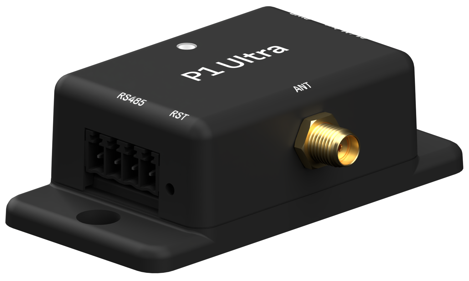 Foto av Reduxi P1 Ultra med RS485-plint, RST-knapp och ANT-antennkontakt
