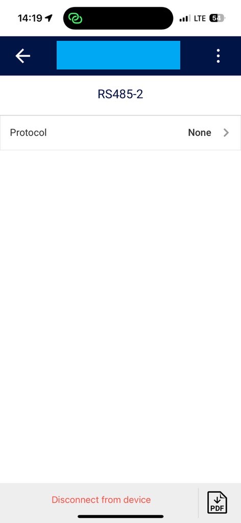 Zaslon RS485-2 v aplikaciji razsmernika: Protocol None