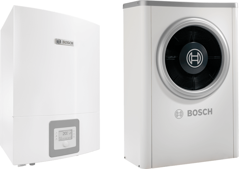 Bosch Compress 6000 AW -lämpöpumppu, sisäyksikkö ja ulkoyksikkö