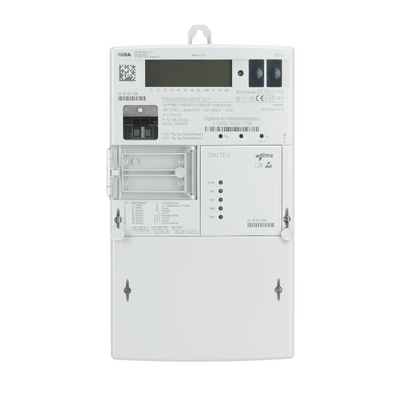 Iskraemeco MT880-elektriciteitsmeter, vooraanzicht