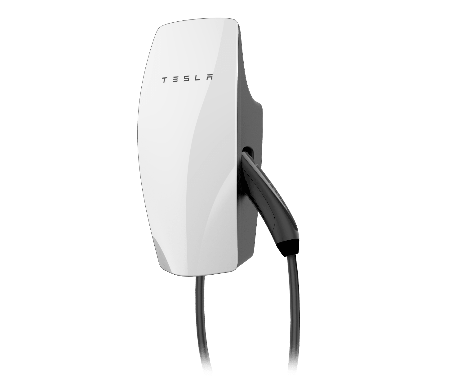 Tesla Wall Connector Gen 3, carregador de VE de parede branco com cabo preto