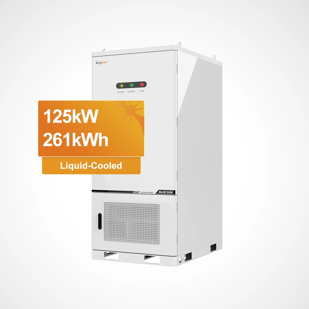 Skriňa na ukladanie energie Bluesun 125kW 261kWh chladená kvapalinou, biela s oranžovým štítkom